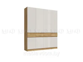 Шкаф Роджина 4-х створчатый - Дуб крафт / Белый глянец 2 м.