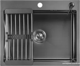Кухонная мойка Saniteco 6050 Nano (с сифоном, дозатором и коландером)