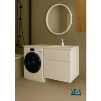 Мебель для ванных комнат Vela Тумба под умывальник Vela Мира 57П под Kamilla (белый глянец) TU5117