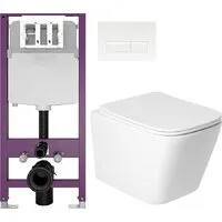 Унитаз подвесной Saniteco KW-9004W Triton Pro EVO815N (с кнопкой белый, матовый)