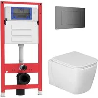 Унитаз подвесной Oliveeka OL-MQ-003 OL-G1 OL-E12-BGM (матовый оружейный металл)