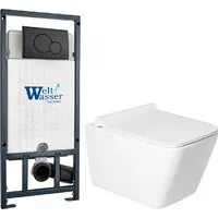 Унитаз подвесной Saniteco KW-9004W в комплекте с инсталляцией Marberg 507 RD MT-BL Marberg 507