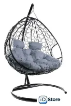 Подвесное кресло M-Group Для двоих 11450409 (черный ротанг/серая подушка)