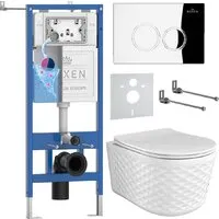 Унитаз подвесной Roxen Vine Tornado в комплекте с инсталляцией StounFix Dual Fresh 6 в 1 979009 (кнопка хром глянцевый)
