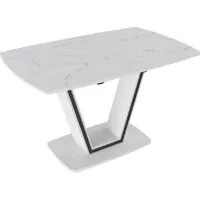 Кухонный стол Трия Дели тип 1 (белый глянец/стекло матовое белый мрамор)