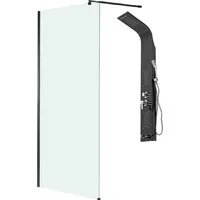 Душевая стенка Saniteco Walk-In SN-W8MB110 LYPA-3 (черный/панель черная матовая)