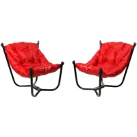 Комплект кресел садовых M-Group Чил / 29360406 (2шт, черный/красная подушка)
