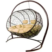 Диван подвесной M-Group Лежебока / 11180201 (с коричневым ротангом/бежевая подушка)