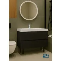 Мебель для ванных комнат Vela Тумба под умывальник Vela Мира 80Н под Classica (черная) TU6603
