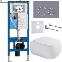 Унитаз подвесной Roxen Titan в комплекте с инсталляцией StounFix Dual Fresh 6 в 1 967213 (кнопка бетон)