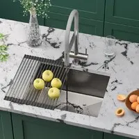 Кухонная мойка Roxen Uno 560210-54-V сатин/текстурная (с ролл-матом и дозатором)