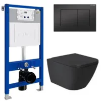 Унитаз подвесной с инсталляцией Lauter Nuremberg 21811B 21901002 (черный, с кнопкой 219704J черный)