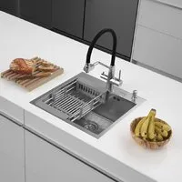 Кухонная мойка ARFEKA ECO AR мойка 500500, коландер, дозатор SATIN DECOR VOLCANIC ROCK