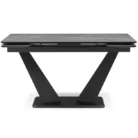 Обеденный стол Woodville Кели 140-200х80х76 / 532395 (серый мрамор/черный)