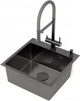 Кухонная мойка Roxen Simple 560220-50B-V графит/текстурная PVD покрытие (с коландером и дозатором)