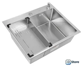 Кухонная мойка ARFEKA Eco AR мойка 600500, коландер G, дозатор Satin