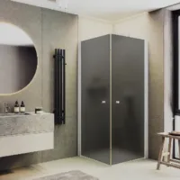Душевой уголок MaybahGlass 90x90x198 / MGY-1299-1 (графитовое матовое стекло/белый матовый)