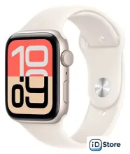 Умные часы Apple Watch SE 3 44 мм (алюминиевый корпус, звездный свет/звездный свет, спортивный силиконовый ремешок S/M)