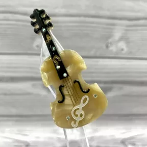 Бижутерия брошь для музыканта "Скрипка" 6.5 см Цвет Золотой кварц ОПТОМ
