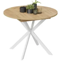 Кухонный стол Трия Мэдисон раздвижной тип 1 (белый муар/дуб крафт золотой)