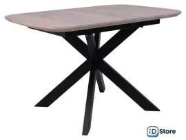 Кухонный стол ОКА Вейв 120-160x80x75 (дуб беленый/черный)