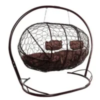 Диван подвесной M-Group Лежебока / 11180205 (с коричневым ротангом/коричневая подушка)