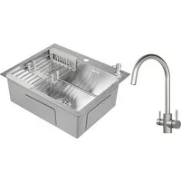 Кухонная мойка Saniteco 6050 X-Joy S F85B07700 (с сифоном, дозатором и коландером)