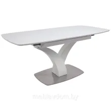 Стол НОТР ДАМ MODERNE, стекло Optiwhite 1400(1800)850, Белый/Белый Муар