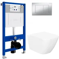 Унитаз подвесной с инсталляцией Lauter Nuremberg 21811 21901002 (белый, с кнопкой смыва 219703J сатин)