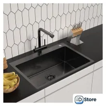 Кухонная мойка ARFEKA ECO AR 700500 BLACK PVD NANO DECOR VOLCANIC ROCK