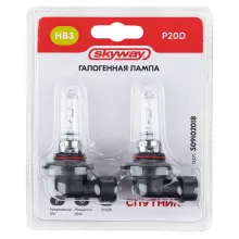 Автолампа HB3/9005 12V 65W P20D 1-конт 1860Лм 3000К СПУТНИК SKYWAY блистер 2 шт
