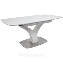 Стол НОТР ДАМ MODERNE, стекло Optiwhite 1400(1800)850, Белый/Белый Муар