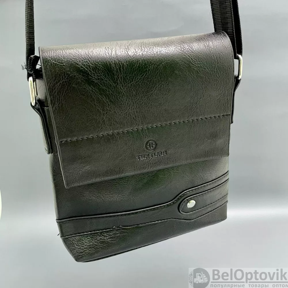 Мужская сумка (планшет), 18523 см, отд. на молнии, наружный карман, длинный ремень, цв.черный ОПТОМ