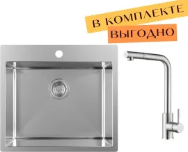 Кухонная мойка ZorG ZRN 5055 Premium cмеситель Mars Premium Satin