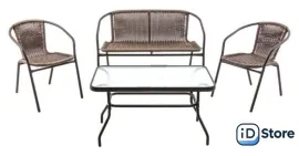 Набор садовой мебели Garden Story Марсель делюкс WR2719/WR2719-B/WR2719-T (черный/ротанг желто-черный)