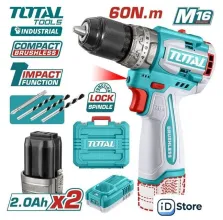 Ударная дрель-шуруповерт Total TIDLI16682 (с 2-мя АКБ, кейс)