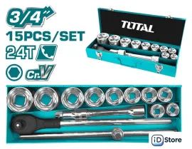 Набор трещотка с головками Total THT341151 (15 предметов)