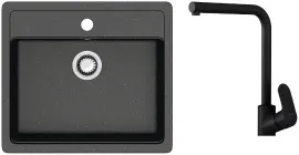 Кухонная мойка Berge BR-5750 смеситель AM.PM Like Like F8005022 (черный)