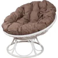 Садовое кресло M-Group Папасан Home / 12860105 (белый ротанг/какао подушка)