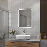 Зеркало Континент Russo Led 70x100 (с сенсором, часами, функцией антизапотевания и холодной подсветкой)
