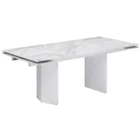 Обеденный стол Woodville Монерон 200-260х100х77 / 553541 (белый мрамор/белый)