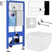 Унитаз подвесной Roxen Cube One Rimless 6 в 1 StounFix Dual Fresh 592045 (кнопка хром)