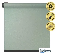 Рулонная электроштора НеоФьюжен Мегаполис 150х250 правая (зеленый, черная фурнитура)