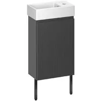Мебель для ванных комнат Wellsee Тумба под умывальник 3 в 1 WC Area 221802005 (тумба/матовый темно-серый, раковина/глянцевый белый, ножки/матовый черный)