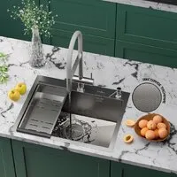 Кухонная мойка Roxen Simple 560220-60-GR сатин/текстурная (с коландером и дозатором)