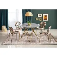 Кухонный стол Halmar Bonello 120x120 (мрамор/золотой)