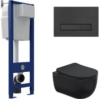 Унитаз подвесной Berges Wasserhaus Ventas Black Rimless АТОМ 410 AT-043343 (с сиденьем)