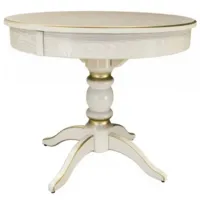 Обеденный стол Мебелик Фидея 4 раздвижной (слоновая кость/золото)