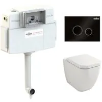 Унитаз приставной Lavinia Boho Relfix One Set 4 в 1 77060228 (черное стекло)