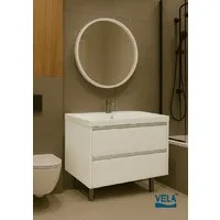 Мебель для ванных комнат Vela Тумба под умывальник Vela Мира 80Н под Classica (белый глянец) TU27105
